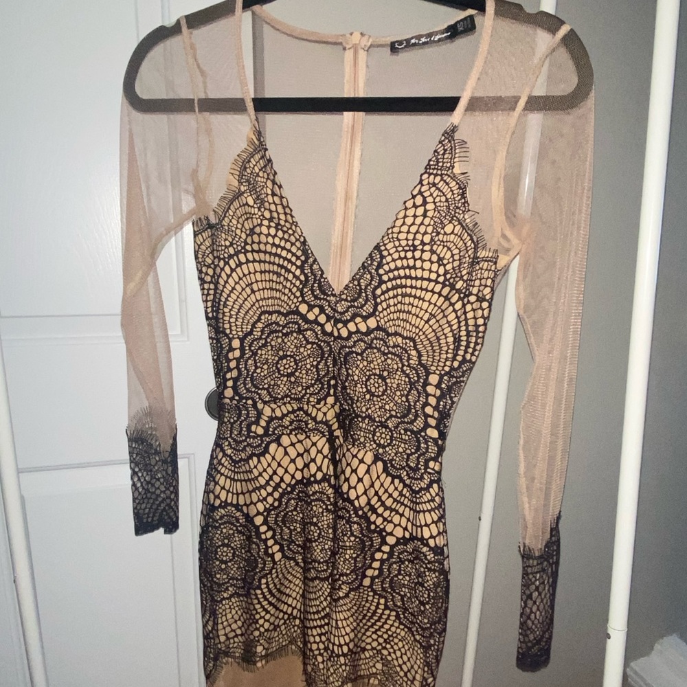 For Love and Lemons mesh long sleeve mini dress